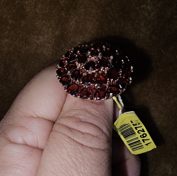 Sz 5.25, Garnet Heart Shaped Cluster Ring,925 Silver, 14K Rose Gold Overlay, NWT - Picture 9 of 12